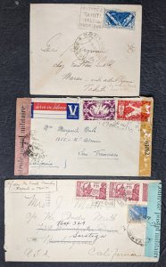 5 French Oceana WWII era covers censored, etc. inc one domestic [Y.87]