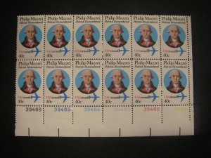Scott C98A, 40c Philip Mazzei, PB12 #39461-66 LR, MNH Airmail Beauty