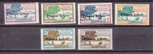 J43512 JL Stamps 1941 new caledonia mh #217-222 hv ovpt,s