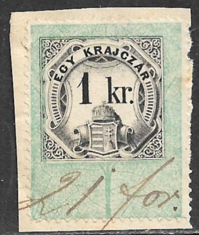 HUNGARY 1868 1kr LEAF DESIGN General Duty Revenue Ordinar Paper BFT.2 Used Piece