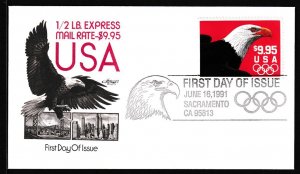 1991 American Eagle $9.95  Express Mail Sc 2541 FDC with Artmaster cachet