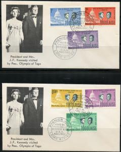 TOGO 1962 VISIT OF PRESIDENT OLYMPIO  SET  WITH JOHN  F. KENNEDY FIRS DAY COVERS