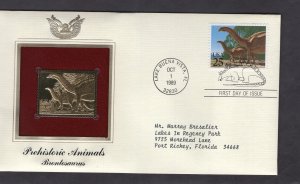 2425 Brontosaurus, FDC PCS Gold Replica addressed