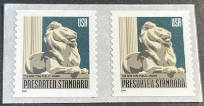 U.S.# 3447-MINT/NEVER HINGED--COIL-PAIR--PRE-SORT STANDARD--2000