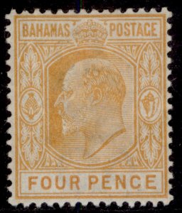 BAHAMAS EDVII SG65, 4d deep yellow, M MINT. Cat £15.