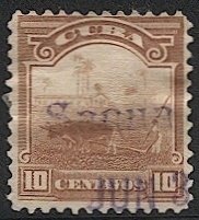 CUBA 1899 Sc 231  10c Cow  Used, unusual sl SAGUA LA GRANDE postmark