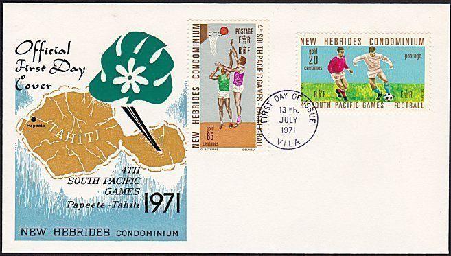 NEW HEBRIDES 1971 Games Football & Basketball commem FDC.........68396a