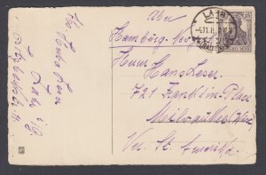 Germany, Sc 100 on 1919 Post Card, Inflation Era Rate 4, LAHR to MILWAUKEE, Solo