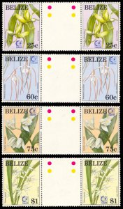 Belize 1995 ORCHIDS Scott #1051-1054 Gutter Pairs Mint Never Hinged