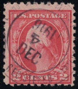 U.S. #425 Used F-VF SOTN Hand Cancel w/ Upside-Down Date 