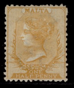 MALTA QV SG15, ½d yellow orange, M MINT. Cat £400.