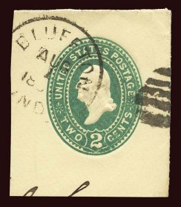 U312 1890 Die 88 Bluffton, Indiana CDS and fancy cancel, small rounded 5-bar