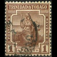 TRINIDAD & TOBACO 1922 - Scott# 14 Britannia 1p Used