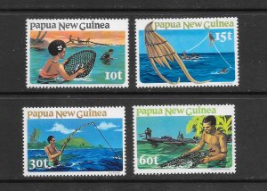 PAPUA NEW GUINEA #545-8 TRADITIONAL FISHING   MNH