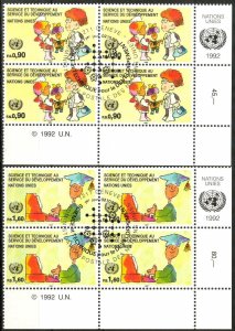 United Nations / Geneva 1992 Science and Technology 2 Block of 4 Used CTO