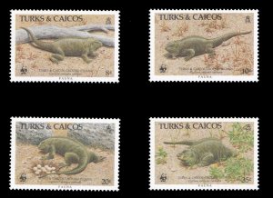 Turks & Caicos Islands #710-713 Cat$16.25, 1986 Iguanas, set of four, never h...