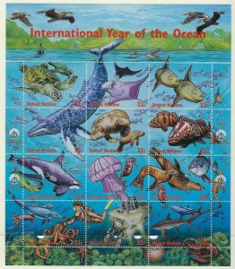 UNITED NATIONS SCOTT #734 (NY) #322 (GENEVA) #239 INTL YEAR OF THE OCEAN-MNH