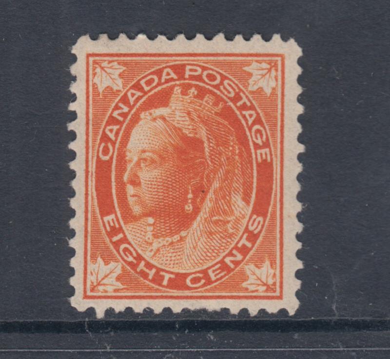 Canada Sc 72 MLH. 1897 8c orange QV Maple Leaf F-VF