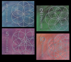 US 5700 5701 5755 5853 Floral Geometry $1 $2 $5 $10 set 4 MNH 2022 2023 2024