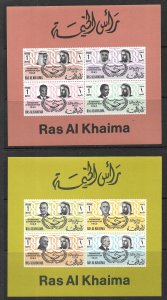 RAS AL KHAIMA 1966 WORLD LEADERS Souvenir Sheet Set Mi.BLK11-BLK12 MNH