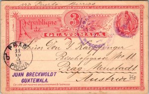 1898 Guatemala Postal Stationary Postcard Cover to Prague Austria