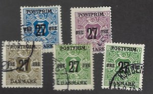 Denmark SC#145-146, 148-150 Used F-VF SCV$64.00...nice bargain!!