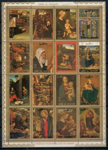 UAE Umm Al Quwain 1972 MNH Stamps Mini Sheet Art Paintings Life of Jesus Christ