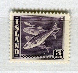 ICELAND; 1939 early Fish issue fine Mint hinged 3a. value