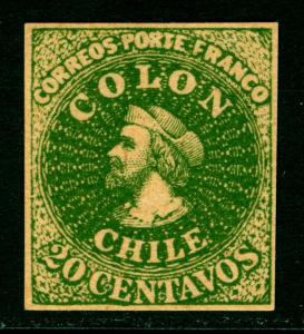 CHILE 1900s  COLUMBUS  20c dark green - UNOFFICIAL REPRINT