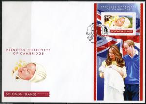 SOLOMON ISLANDS BIRTH OF PRINCESS CHARLOTTE SOUVENIR SHEET  FIRST DAY COVER