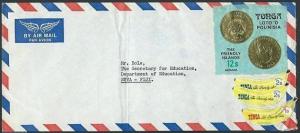 TONGA 1976 cover to Fiji - 4 self adhesives........................39503