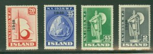 ICELAND #232-5 (256-9) Worlds Fair 1940 Ovpt, Complete set NH Scott $240