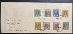 1939 Ocean Gilbert & Ellice Island King George V Stamps Cover To Australia B