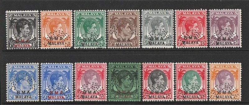 MALAYA - BMA : 1945 KGVI set 1c-$5, SPECIMEN. VERY RARE GENUINE!