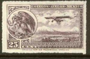 MEXICO C24, 25cts Early Air Mail Plane and coat of arms MINT, NH. F-VF.