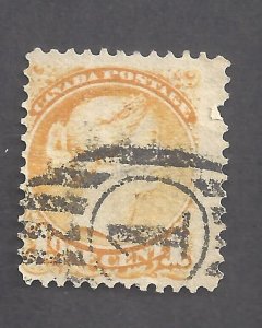 CANADA # 35 1c SMALL QUEEN  JARRETT 1881 CIRCLE 1 CANCEL VERTICAL BARS BS27963