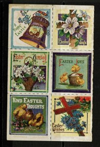 Easter Wishes, block of 6, few sm, shallow side thins - S14037