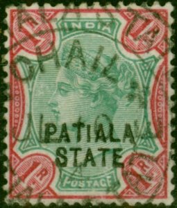 Patiala 1896 1R Green & Carmine SG28 Fine Used