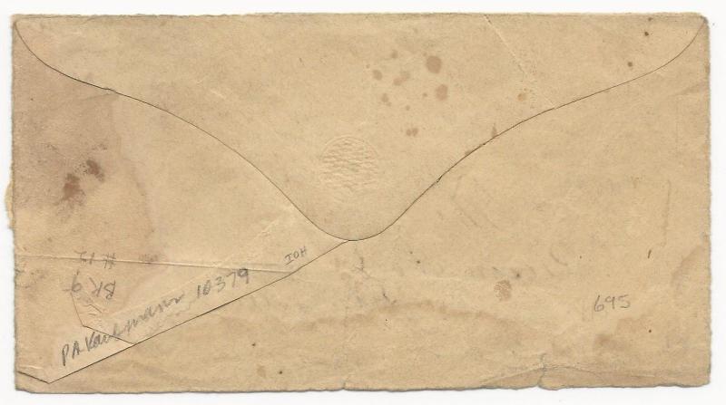 CSA POW Turned Cover Scott #11 Danville, VA Manuscript Cancel 1863