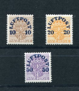 SWEDEN 1920 FIRST AIR MAIL SET SCOTT C1 - C3 PERFECT MH