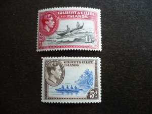 Stamps - Gilbert & Ellice - Scott#42,46 - Mint Never Hinged Part Set of 2 Stamps