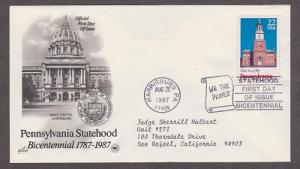 2337 Pennsylvania Statehood ArtCraft FDC with neatly typewritten address