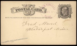 USA 1879 NEW VINEYARD Maine Violet Cancel Postal Card Cover 96292