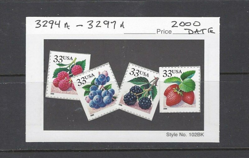 US Scott # 3294a - 3297a / Fruit Berries 2000 DS Booklet Set of 4 Singles MNH