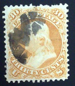 Scott #71 - VF - 30c Orange - Franklin - Used - 1861