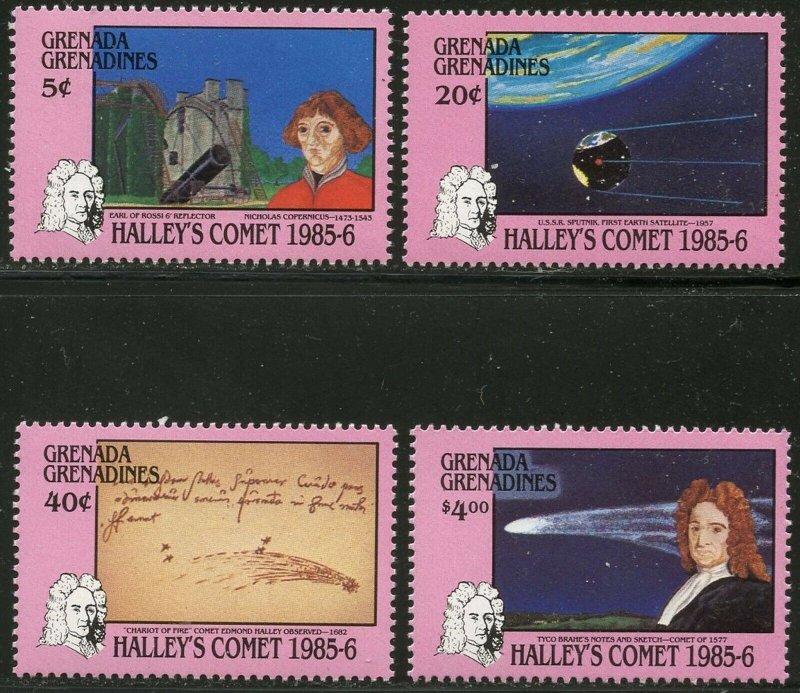 GRENADA GRENADINES Sc#744-748 1986 Halley's Comet Set & S/S Complete Mint OG NH