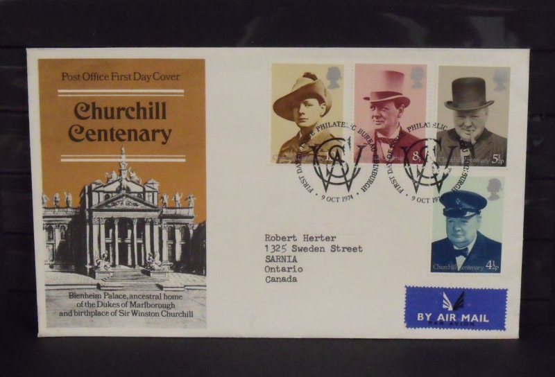 15457   GREAT BRITAIN   FDC # 728-731     Churchill Centenary