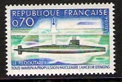 France #1259 Nuclear Submarine \Le Redoutable\ 1969 NH