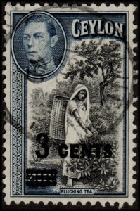 Ceylon 290 - Used - 3c on 20c Picking Tea (1940) (cv $4.50) +