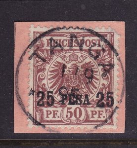 German East Africa Scott 5a, 1893 25 pes on 50 pf 17mm Surcharge, VFU. Scott $37